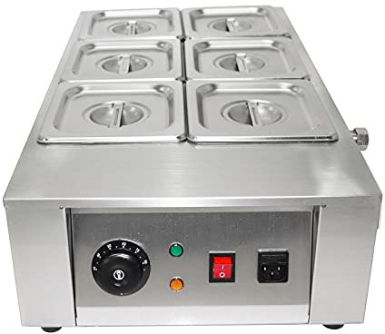 Casserole à chocolat manuelle 220 V 1 kW 0-80 °C 12 kg 6 réservoirs en acier inoxydable bain-marie appareil de chauffage uniforme température réglable