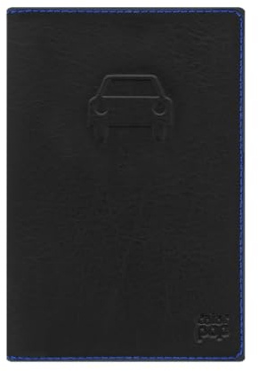 Color Pop - Funda para tarjeta (3 solapas, PVC, color negro, costuras y esquinas de color, 13,5 x 9 cm), azul, 13,5 x 9 cm, Clásico