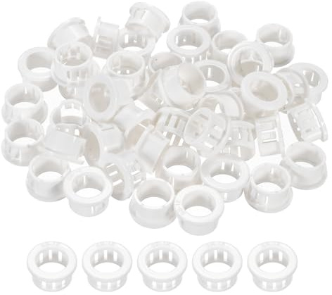 PATIKIL 60pcs Wire Grommet, 17.8mm Mounting Dia Plastic Grommets Cable Snap Bushing Cable Mounting Hose Bushing Grommet Protector Fasteners Locking Nylon for Wire Cable Hose, White