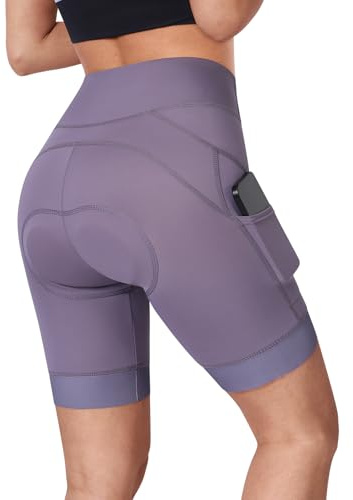 BERGRISAR Fahrradhose Damen Gepolstert Radlerhose Radhose mit 4D Sitzpolster Atmungsaktiv Elastische