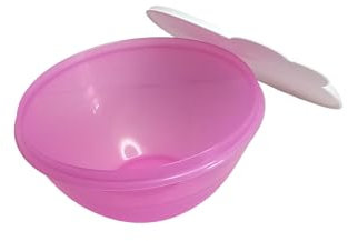 Genérico Tazón Mezclador con Tapa Hermética, 1 Litro, Rosa, para Alimentos y Masas