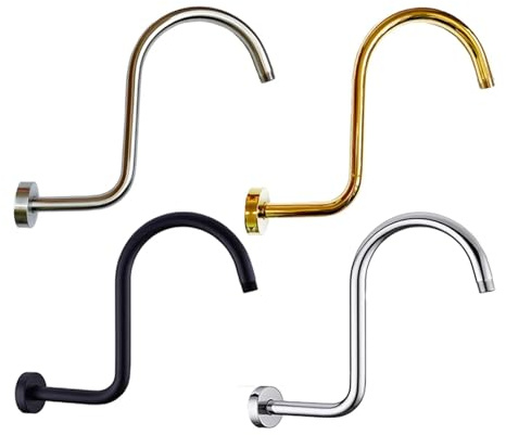 Extensión de ducha Rociador de baño, brazo de codo, cabezal de ducha de lluvia, accesorio de varilla, tubo de extensión, cubierta de brida de tubo de salida de ducha montada en la pared(DA S BLACK)