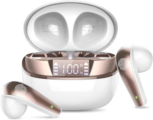 Ecouteurs Bluetooth sans Fil, Ecouteurs Bluetooth 5.4 Stéréo avec ENC Réduction de Bruit Mic, 48H de Lecture Mini Oreillette sans Fil, IP7 Étanches Casque pour IOS Android, Conception Portative