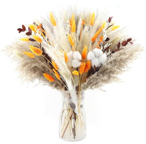 Larber 110pcs Fall Dried Flowers Bouquet 43CM Boho Autumn Dried Flowers Set 10 kinds Natural Dried Flower Bouquet Decoration for Home vase wedding Autumn Thanksgiving TableIndoor Decoration