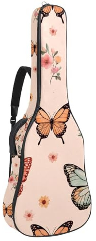 KengjuTesu Custodia morbida per chitarra acustica da 109 cm, con tracolla e 2 tasche con stampa a cuori, senza imbottitura, impermeabile, in tessuto Oxford, custodia per chitarra classica, Multicolore