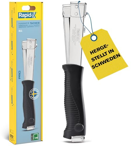 Rapid R11 Häfthammare För Att Häfta Takpapp/Isoleringsmaterial/Plastfolie/Presenningar, Tålig Häftapparat i Stål, För Bredtrådsklammer Nr. 140, 6-10 mm (5001694)