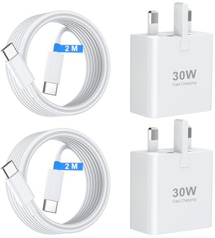 USB C Charger for iPhone 17 16 15 Charger 30W Fast Charger USB C Plug and Cables, 2 Pack Type C UK Wall Super Charge Phone Power Adapter for iPhone 17/16/15/Pro/Max/Air/iPad/Samsung S25 Ultra/S24/S23