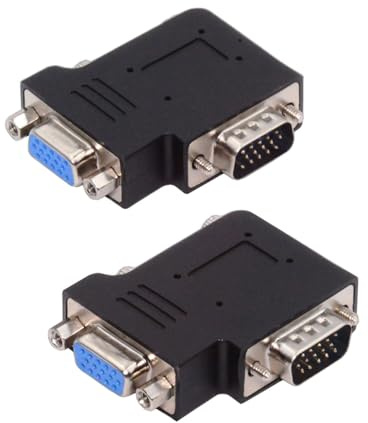 NFHK Adapter 2pcs/lot Left & Right Angled 90 Degree VGA RGB HDB15Pin Screw Type Male to Female Nut Type Extension Adapter Port Saver for Monitor Displays