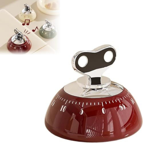 Mechanischer Küchentimer 60 Minuten - Lauter Alarm & magnetische Rückseite, Retro-Stil Countdown für Kochen, Backen, Büro & Studium - Zeitmanagement-Helfer - Rot