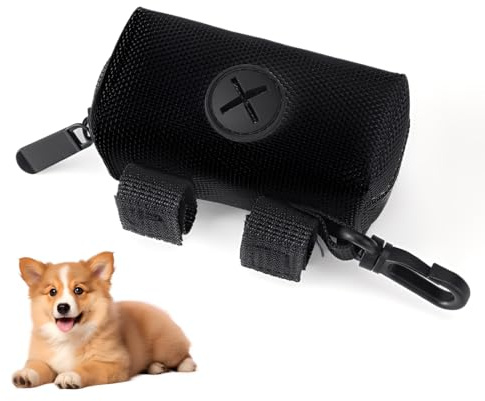 ZORVYN Dispenser per Sacchetti Igienici per Cani in Tessuto con Moschettone per Passeggiate, Escursioni o Corsa - Ideale per Raccogliere i Bisogni del Tuo Cane