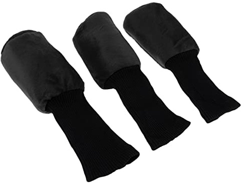 3 copritesta per mazze da golf a collo lungo, in legno, da donna, colore nero, con etichette numerate 1, 3, 5, per legni