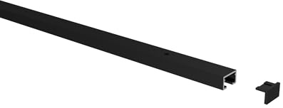 INTERDECO Gardinenschiene, Vorhangschiene und Deckenschiene 1-läufig aus Aluminium, flache Objektschiene, Schwarz, vorgebohrt, zur einfachen Deckenmontage, Typ 15201100, 100 cm