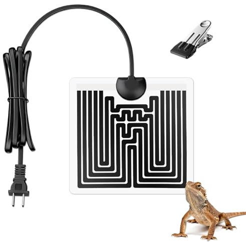 NWUNJ Reptile Heating Pad 6x5.5 Inch Under Tank Heater, 5W Low Energy Graphene Heating Mat for Terrarium, Safe & Even Warming for Snake Lizard Gecko Turtle Frog Hermit Crab Plastic/Glass Cages