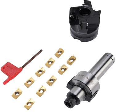 BAFOVY Juego de Fresa Frontal, Cortador de Fresa Frontal de 4 Filos con 10 Pastillas de Carburo APMT1604 400R 50 22 4T para Torno CNC Máquina de Fresar