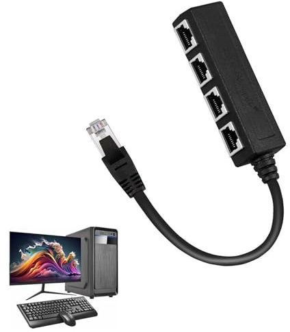 Repartiteur Cable Ethernet Rj45,1 Port Mâle vers 4 Femelles,Multiprise Ethernet,Multiprise Rj45,Répartiteur Rj45,Adaptateur De Câble D'extension Ethernet,Adaptateur Réseau Cat5, Cat5e, Cat6, Cat7