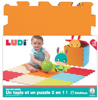 Ludi 10004 Tapis de Sol Épais pour l’Éveil de Bébé Puzzle Géant, Couleur Unie