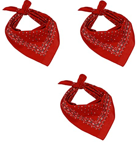 Betz 3er Pack Nickituch Bandana Kopftuch Halstuch Herzenmuster Größe ca. 55 x 55 cm 100% Baumwolle Farbe: rot