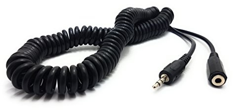 MainCore 4m Coiled 3.5mm Headphone Extension Cable – Stereo Jack Male to Female Aux Lead for Headphones, Speakers, Car Audio, PC, TV & MP3 (Black, Available in 1m–10m)
