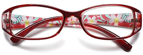 VEVESMUNDO Gafas de Lectura Mujeres Hombres Flores Estrechas Ojo de Gato Calidad Vintage Retro Leer Graduadas Vista Presbicia Lejos 1.0 1.5 2.0 2.5 3.0 3.5 4.0 4.5 5.0 5.5 6.0 (4.5, Rojo)