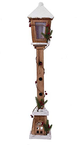 LED Holz Laterne 81 cm - Deko Wegleuchte mit 15 LED - Weihnachtsdeko Stehlampe