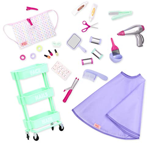 Our Generation - 45399 - Haarsalon Set mit Styling Accessoires - Zubehör für 46cm Puppen, mit Frisierwagen, OHNE Stuhl - für Kinder ab 3 Jahren, 19 x 39.4 x 48.9 cm