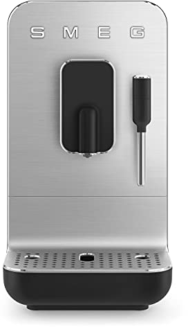 Smeg BCC02BLMUK Bean to Cup Coffee Machine, Retro 50's Style, Steam Wand, Matte Black