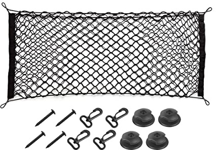 Rete da carico posteriore per auto, estensibile per bagagliaio auto, rete universale per bagagliaio per la maggior parte delle auto, veicoli, SUV, accessori esterni per auto (110 x 40 cm)