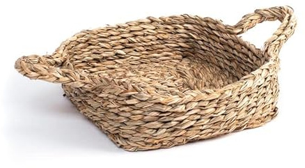 Vaciabolsillos Cuadrado Mimbre 20x20 cm, Marron, Organizador, Bandeja Llaves, Recibidor, Almacenamiento