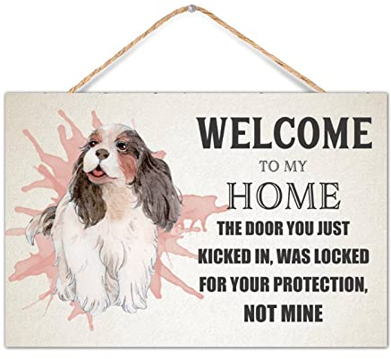CustonCares Hundeschild Welcome to My Home Outdoor Wandkunst Dekor Hund Dekor Willkommen Haustürschild Retro Türhänger Hausbesitzer Geschenke 30,5 x 20,3 cm