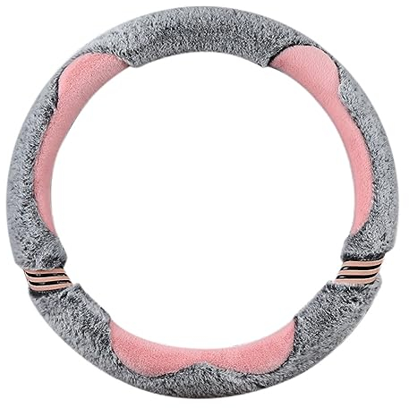 Plüsch Auto Lenkradbezug, 38cm / 15'' Universal Lenkradhülle Winter Warme Plüsch Teleskop Lenkradbezug rutschfeste Lenkradschutz Lenkradabdeckung Lenkradschoner für Auto Zubehör Für Damen,Rosa