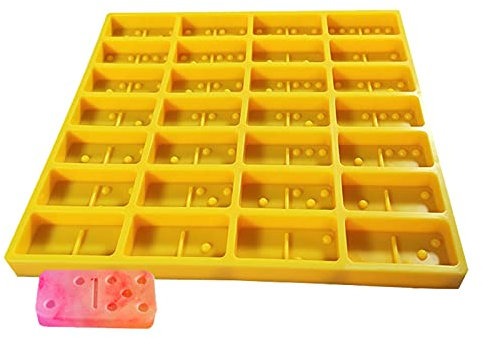 FIYSON Domino Silikonform Gießform,Domino Double Six Epoxidharz Formen,Domino Kristall Epoxidharz Gussformen,Silikon Schmuck Formen für individuelle Dominospiele,DIY Resin Handwerk Geschenke (Gelb)