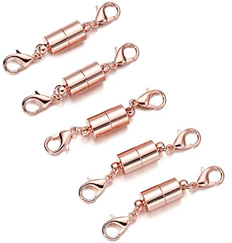 GIVBRO Magnetische Karabinerverschlüsse, Schmuckverlängerung, Armband, Halskette, Zubehör für Bastelarbeiten, Roségold, 5 Stück (7 mm Durchmesser)