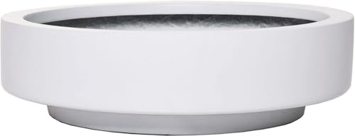 VIVANNO Pflanzschale Blumenschale Dekoschale Fiberglas Escada Low 12x45 Weiß Matt