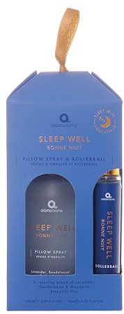 Aroma Home Sleep Well Pillow Spray 100ml & Rollerball 10ml Set - Lavender, Sandalwood & Mandarin Essential Oil Blend