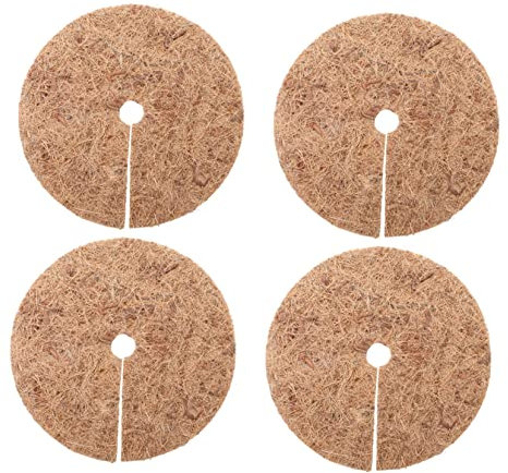 Cabilock 4 Pièces Tampon De Paillis De Tapis De Fibres De Fleurs Barrière Anneau d'arbre en Fibre Couverture du Sol Couvre-Sol pour Plantes D'intérieur Tapis De Jardinage Doublure