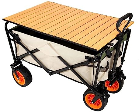 Foldable Camping Trolley Tabletop, Aluminum Alloy Table Board Wagon Trailer Cover, Suitable For Camping Trolley Wagon Stroller Wood 90 * 55CM