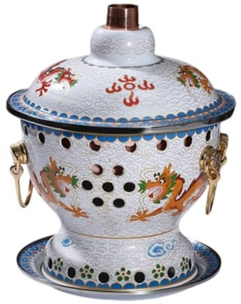 VIDECOR Chafing Dishes, Einzelperson, Kleiner Kupfertopf, Alter Pekinger Kleiner Dicker Kuh-Hot Pot, Chinesischer Traditioneller Cloisonné-Hot Pot, Kommerzieller Alkoholanteil,D