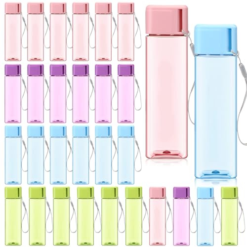Mifoci 30 Pcs Water Bottle Bulk 17 oz Plastic Sports Water Bottles for Kids Adults Reusable Leak Proof Portable Drink Container Large for School Classroom Travel Camping Fitness Office(Multicolor)