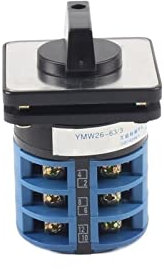 FLaig Commutateur Rotatif 3 Positions 690V 63A, 2 pôles, 8 bornes YMW26-63/2, Interrupteur Universel, commutateur Principal à Came, Contact argenté Interrupteur