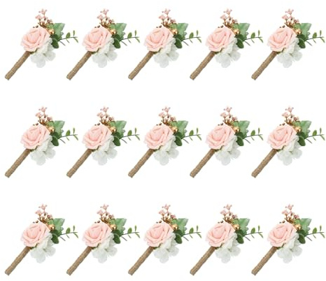 sourcing map Ansteckblume mit Anstecknadeln für Herren, Rose, Hochzeit, Jahrestag, Dinner-Party, Rosa, 15 Stück