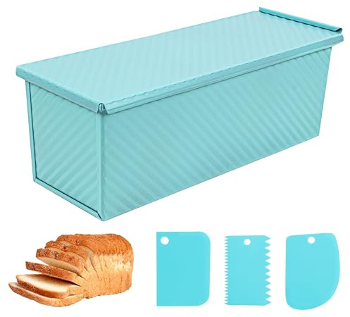Spmarkt Blaue Pullman-Kastenform mit Deckel, 1 kg Brotkastenform, PFTE- und PFOA-freie antihaftbeschichtete Oberfläche sorgt für sicheres und gesundes Backen, einzigartige und zuverlässige Brotform