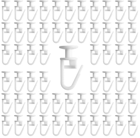 NIYATA 100Pcs Crochets Rideaux, Glisseur pour Rail Rideau, Crochet Roulette, Glisseur Rail Rideau Douche, Accessoires De Roue De Poulie, pour Rails De Rideau Type Rail (Blanc)