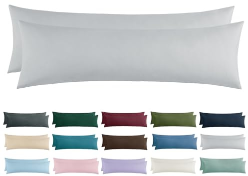 Aisbo Kissenbezug 40x145 2er Set - Seitenschläferkissen Bezug 40 x 145 Hellgrau mit Reißverschluss aus Mikrofaser Weich, ÖKO-TEX Kopfkissenbezug 145x40 für Seitenschläfer Kissen
