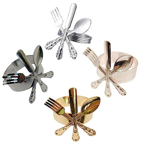 Ciieeo Serviettenkreis- 4-teiliges Glänzendes Servietten-Set Mit Serviettenschnallen Für Tischdekoration Metallmaterial Für Dinnerpartys