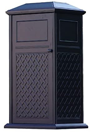 WOTZOV Papelera de Exterior Papelera de Aluminio Fundido para Exteriores Papelera Duradera con cenicero de Gran Capacidad Papelera de Metal para Exteriores con Panel de Rejilla Decorativo