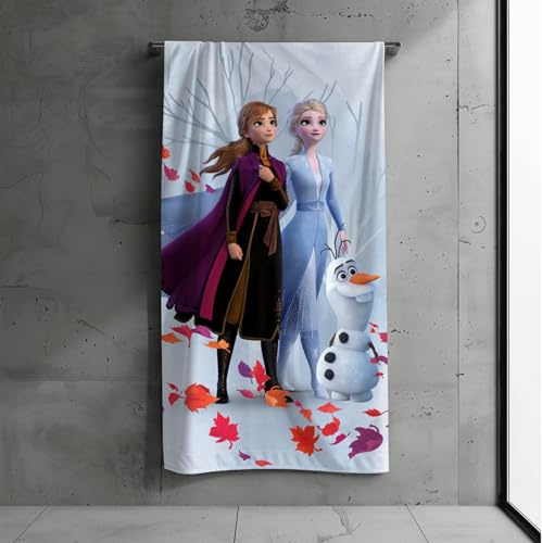 MTOnlinehandel Badetuch, Kinder, 70x140cm, 100% Baumwolle, weiches, saugfähiges Eiskönigin Handtuch, Strandtuch, Anna, ELSA Geschenke für Mädchen