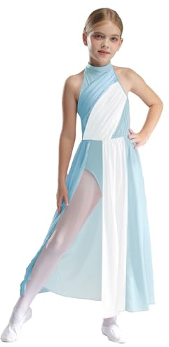 Freebily Vestido De Danza Patinaje sobre Hielo para Niña Maillot Ballet Sin Manga Vestido De Patinaje Artístico Ropa De Baile Lírico Azul Claro 7-8 años