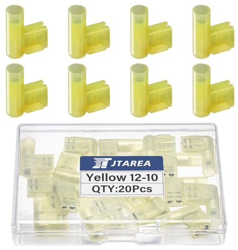 JTAREA 90 Grados 4-6 mm² Aislados Hembra Bandera Conector Nylon Conectores Electricos Rapidos 12-10 AWG Terminales Eléctricos Empalmes Cables Electrico Clemas Electricas Rapidas (Amarillo 20)