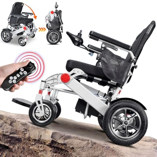 Bueuwe Elektrischer Rollstuhl faltbar leicht, 700W Motor, 25-45km Reichweite, für Senioren und Outdoor, Aluminiumrahmen, mit 360° Steuerung und Fernsteuerung, ideal für Reisen und Alltag,13A