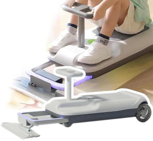 RayGenius Kart De Limpieza para NiñOs, Carrito Limpiador De Pisos con Mopa para Montar, Kart PortáTil, Kart De Limpieza Y Trapeador RetráCtil De 5 Velocidades Variables,DualDrive-Grey